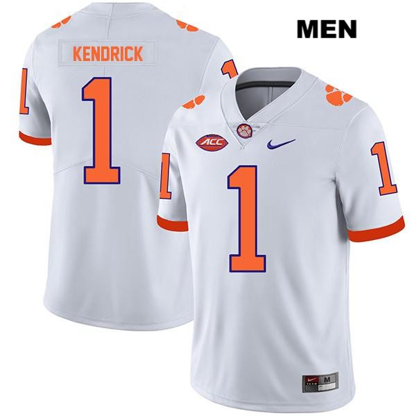 Men's Clemson Tigers #1 Derion Kendrick Stitched White Legend Authentic Nike NCAA College Football Jersey OOF5146BA